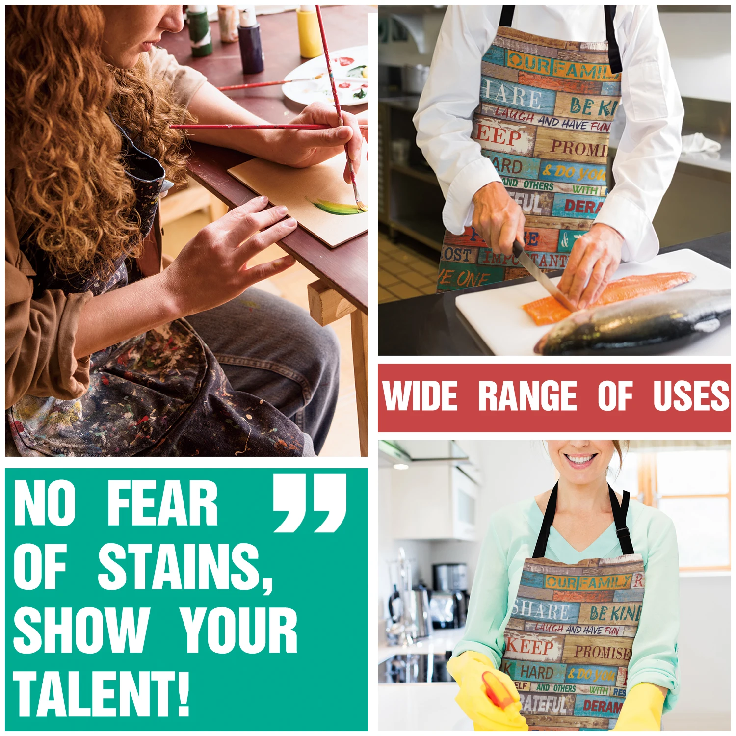 Винтажная деревянная доска Семейные правила кухонные женские фартуки Детская