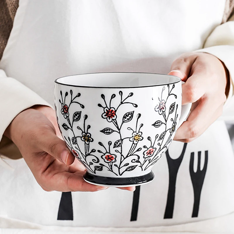 Большая Керамическая Кофейная Кружка 400 мл милый цветочный дизайн фарфоровая