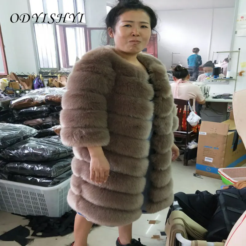 

Женское зимнее пальто, длинная пушистая куртка из искусственного меха, Женская Толстая теплая верхняя одежда, женское меховое пальто средн...