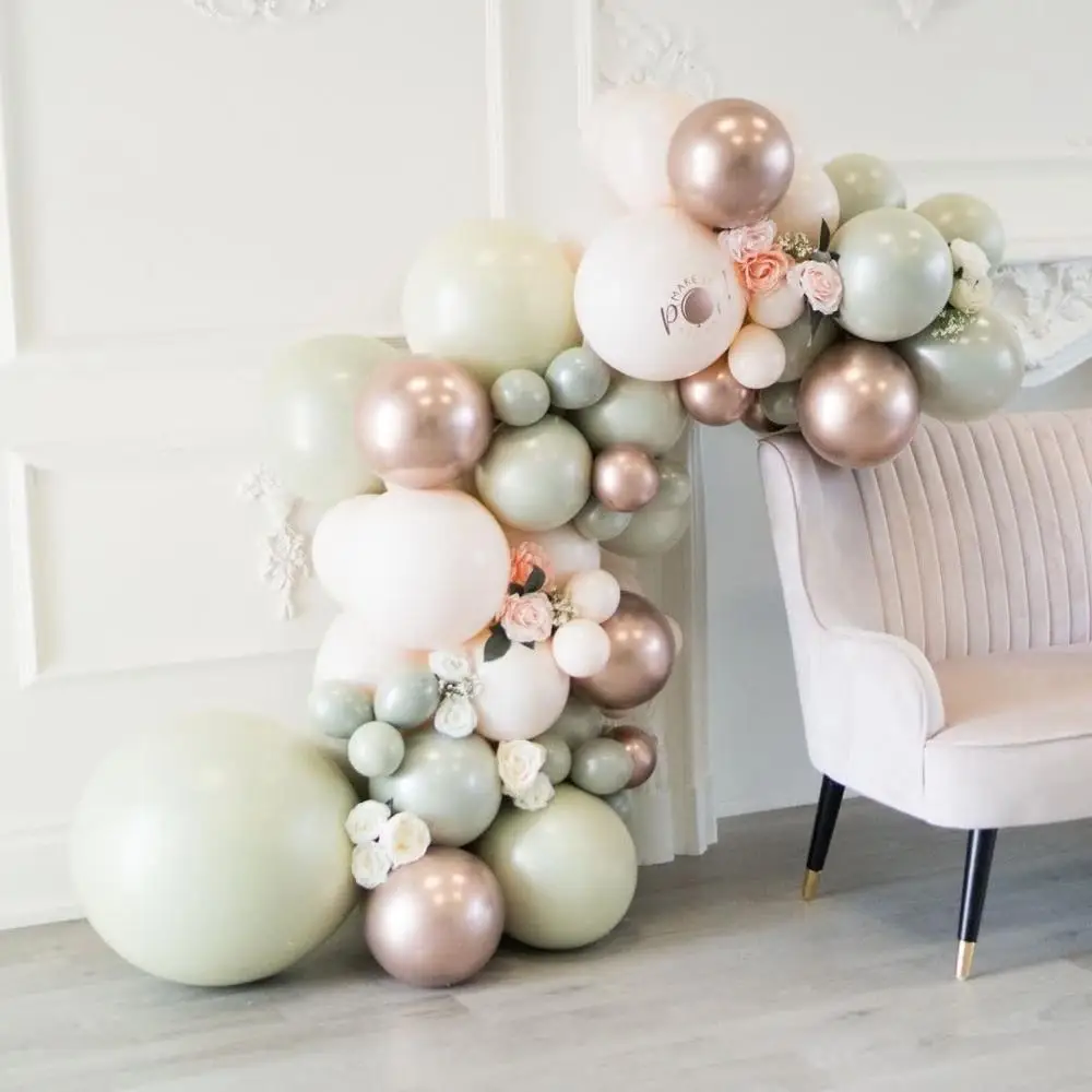 

5pcs 24inch Retro Colors Sage Green Large Pastel Round Latex Balloons Birthday Wedding Party Inflatable Helium Globos
