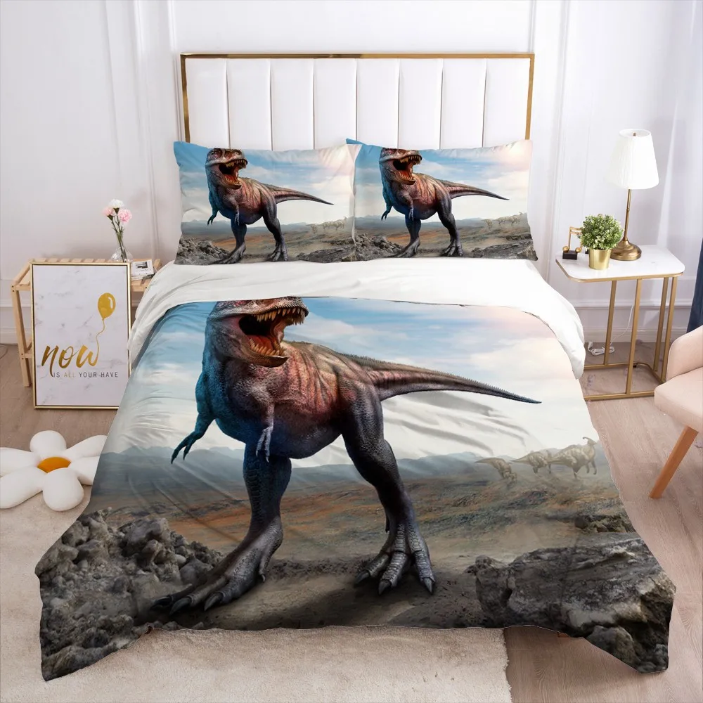 Economici Classic Duvet Cover Set Trapunte/Trapunta/Coperta Caso Federe Con Cerniera Biancheria Da Letto Set Di Biancheria Da Letto 3D Dinosauro Custom Design