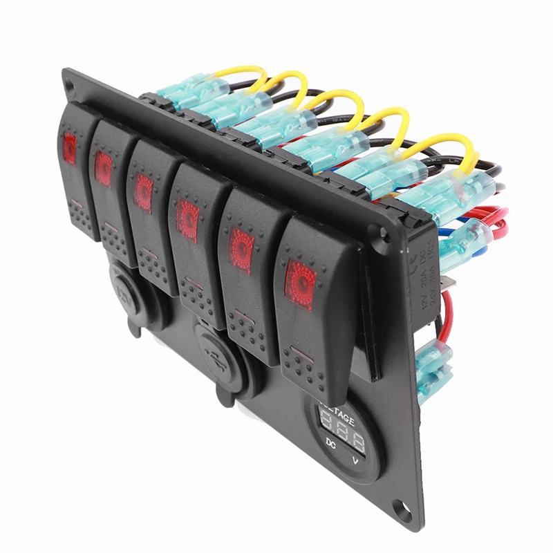 6 банд светодиодный кулисный переключатель панель 5 Pin ВКЛ-ВЫКЛ тумблер