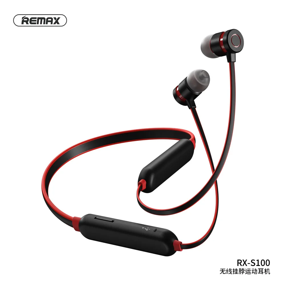 

REMAX Turbo Wireless Neck Sports Headphones Magnetic Suction V5.0 Card Anti-Sweat Heavy Bass Headphone rX-S100