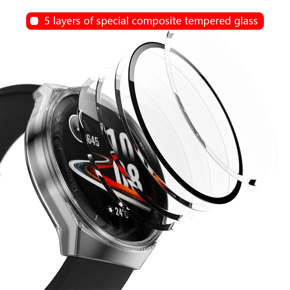 Чехол из поликарбоната для HUAWEI WATCH GT 2e защита на весь экран покрытие закаленного