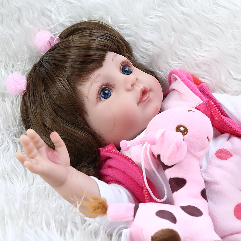 NPK 48 см Популярная мягкая силиконовая кукла bebe для новорожденных, для девочек в платье с жирафом, рождественский подарок для новорожденного ребенка