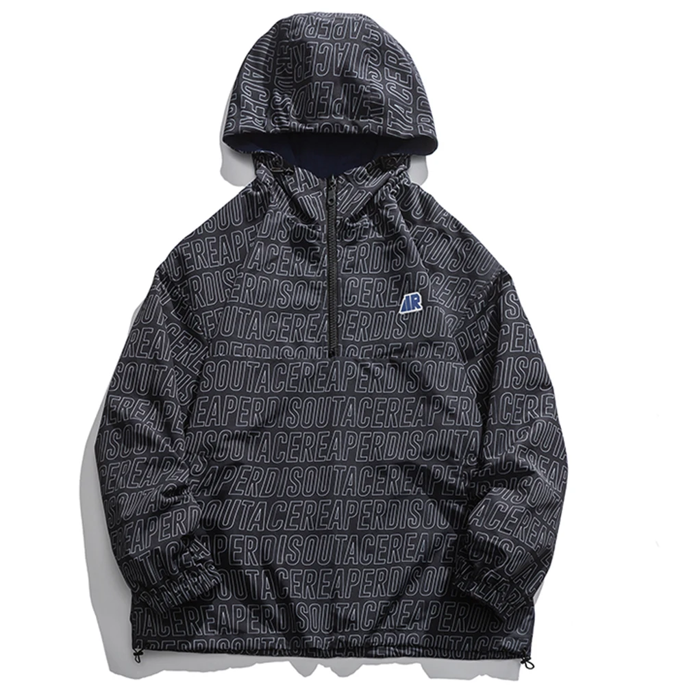 

Hip Hop Streetwear Men's Autumn New Simple Letter Print Pullover Jacket Coats