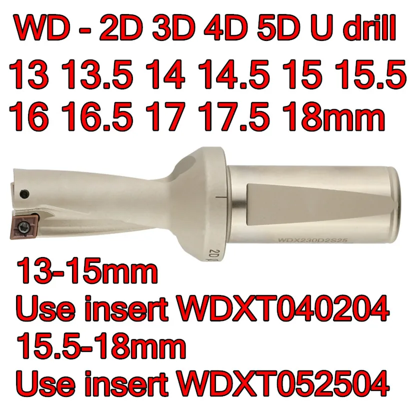 WD 2D 3D 4D 5D U дрель 13 5 14 15 16 17 18 мм Использование вставки WDXT042004 WDXT052504 Бесплатная
