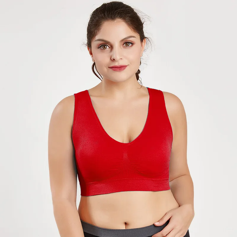 

Queenral Plus Size Bras For Women Seamless Bra With Pads Big Size 5XL 6XL Bralette Push Up Brassiere Bra Vest Wireless BH