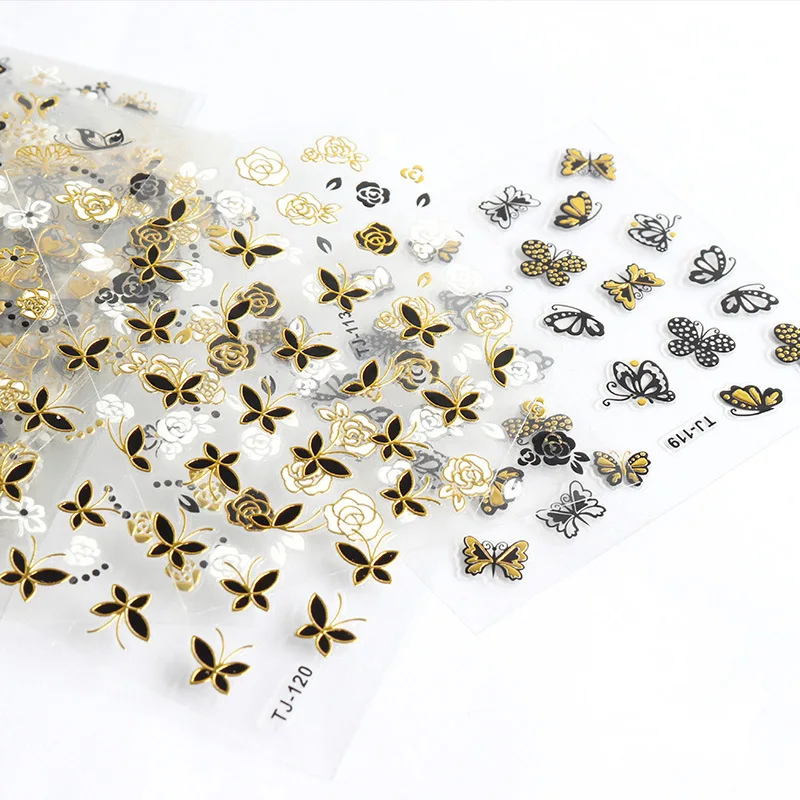 

30Pcs/Lot Metallic 3D Nail Stickers Holographic Butterfly Nail Decals Manicure Stamping Nail Art Stickers Decals For Salon