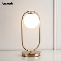 original iron art glass ball led table lamp bedside desk lights living dining guest room table deco lights with switch