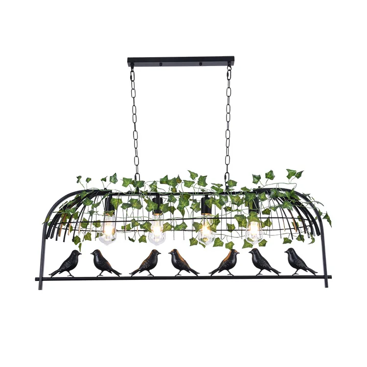 

Walnut plant chandelier retro industrial wind bar bar restaurant bird cage chandelier loft wrought iron bird chandelier
