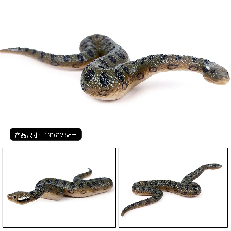 

13*6*2.5CM simulation amphibian snake model toy green forest anaconda python model ornaments children wild animal snake toy