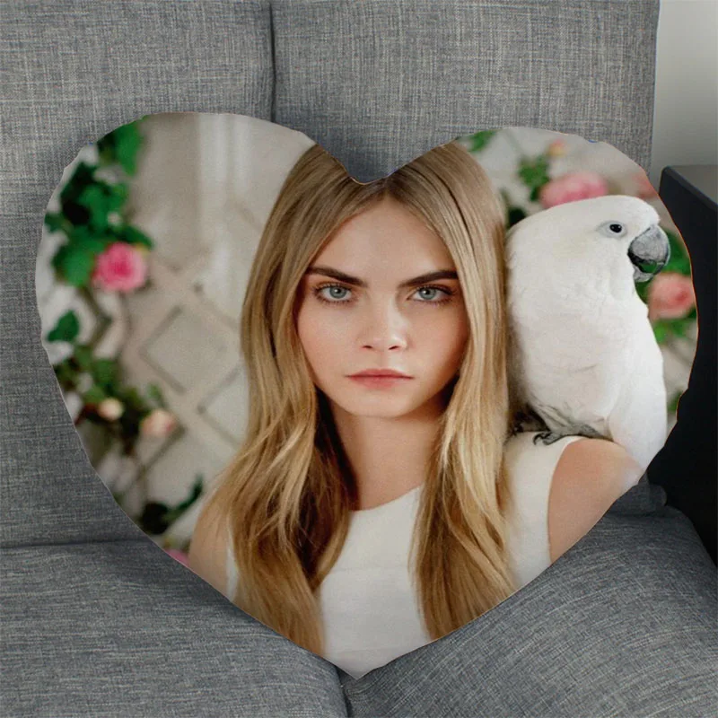 

Наволочка Cara Delevingne для дома, офиса, свадьбы, декоративная наволочка в форме сердца, искусственные Чехлы, атласная ткань, лучший подарок
