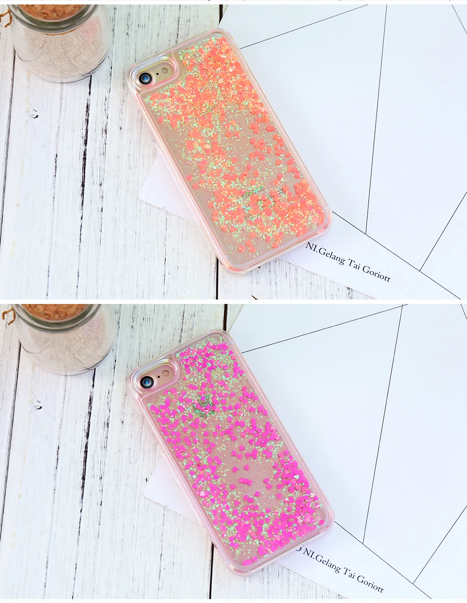 Чехол Quicksand для iphone 7 6 s Plus, чехол с милыми блестками, блестящая пластиковая задняя крышка для iphone 7 6s 5, 4S чехол s