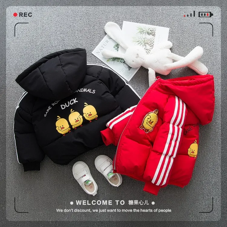 2019 New Winter Fashion Girls Boys Outerwear Coats Yellow Duck Cotton-padded Jackets Kids Jacket | Детская одежда и обувь