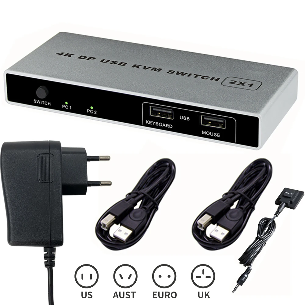 Двойной порт Displayport KVM Switch USB 144 Гц DP Switcher 4KX2K/60 2K/144 2 в 1 выход USB|KVM-переключатели| |