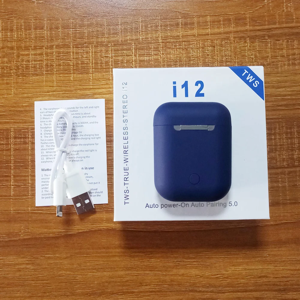 Navy bluei12D I12 tws матовые Bluetooth наушники, беспроводные наушники, свободные руки, бизнес наушники, Спортивная гарнитура, Bluetooth Музыкальные наушники, наушники - Цвет: Navy bluei12D