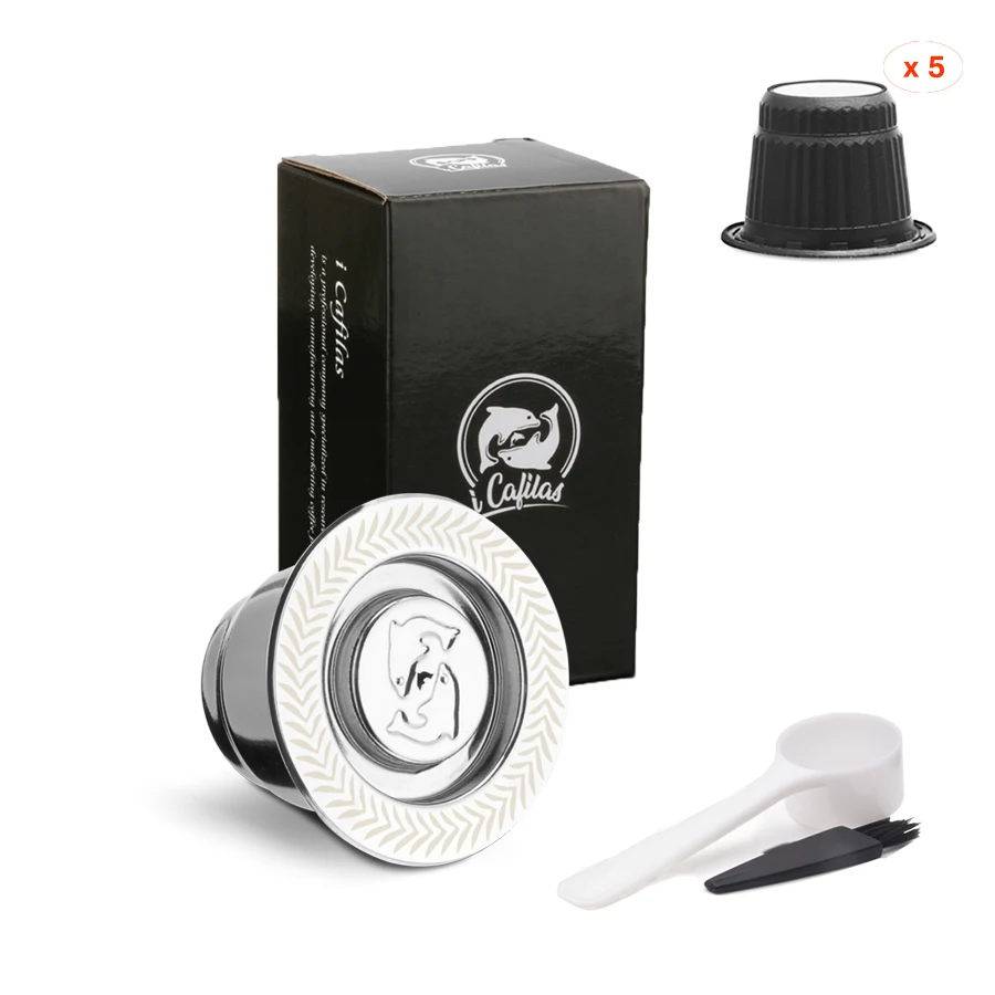 ICafilas Многоразовые и одноразовые пустые кофейные капсулы Pod Заполняемые эспрессо кофе или чай для машины Nespresso - Цвет: A-Capsule-TAMPER