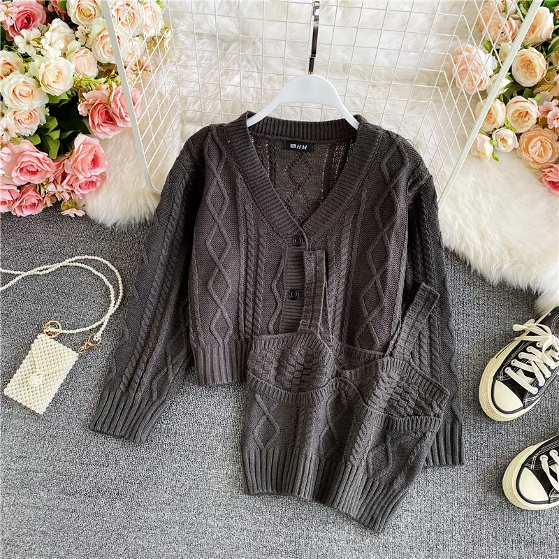 Женский трикотажный кардиган повседневный укороченный Топ Джокер в Корейском