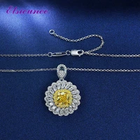 elsieunee 100 solid 925 silver simulated moissanite citrine gemstone necklace luxury fine jewelry pendant necklaces wholesale