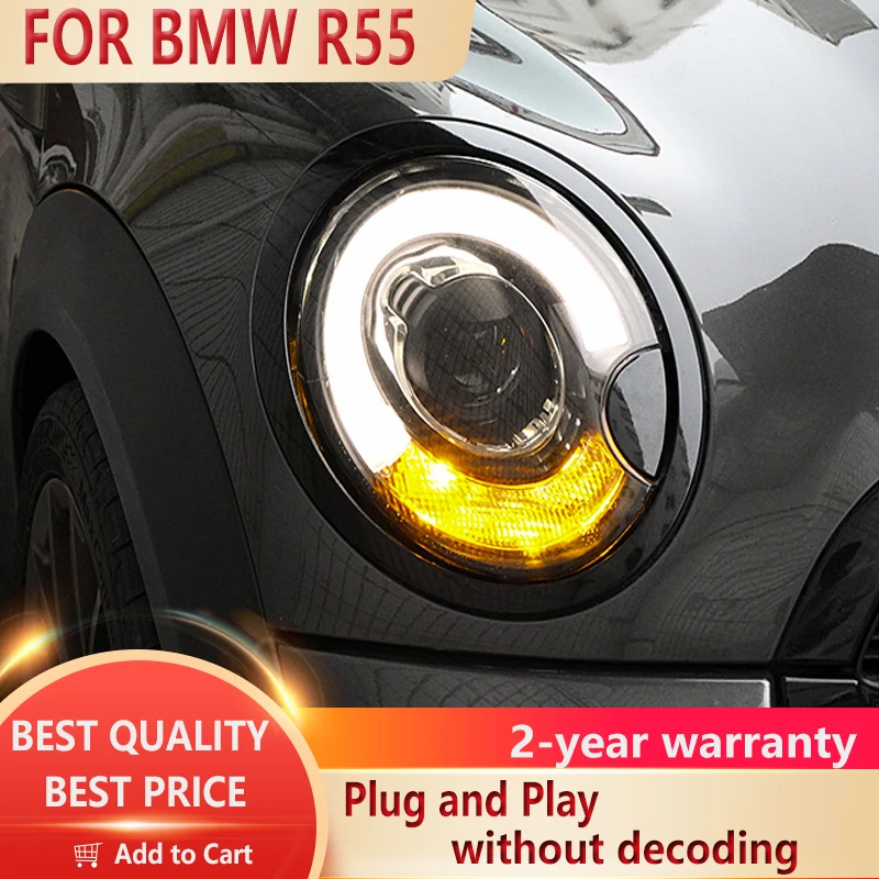 

For BMW Mini R56 R55 Headlight 2007-2013 Mini R56 Headlamps Head Lights LED DRL with Bi Xenon Projector Lens