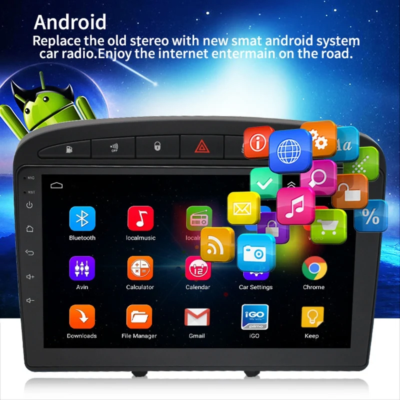 Android 9 1 автомобильный DVD-плеер радио GPS Navi Stereo BT для PEUGEOT 308 408 2010-2016 | Автомобили и