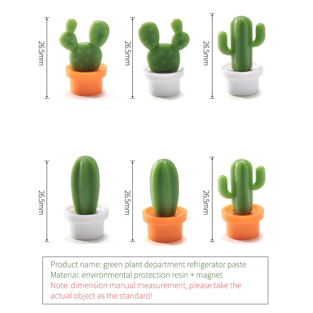 

6pcs Fridge Magnets Cute Succulent Plant Magnet Button Cactus Refrigerator Message Sticker Magn Home Decor Kitchen Accessories