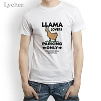 lychee harajuku cartoon llama printed mens t shirt harajuku letter print short sleeve tee tops white o neck tops male tshirt