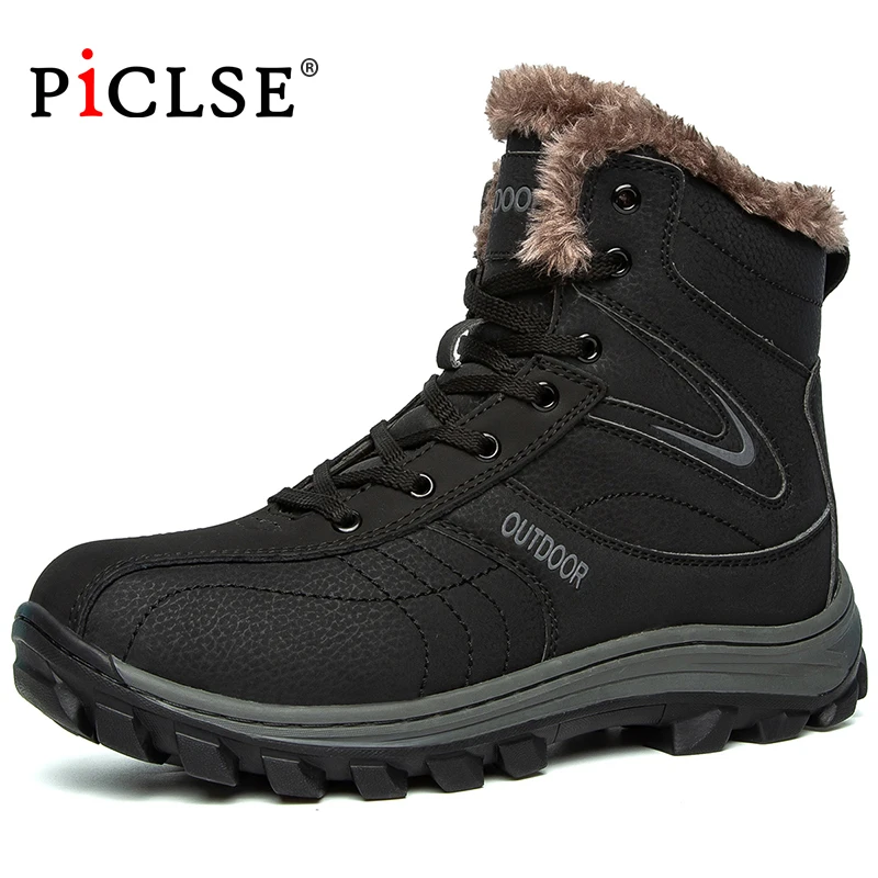 Botas de invierno de estilo ruso para hombre, botines de nieve impermeables, zapatos de senderismo, talla grande 40-48