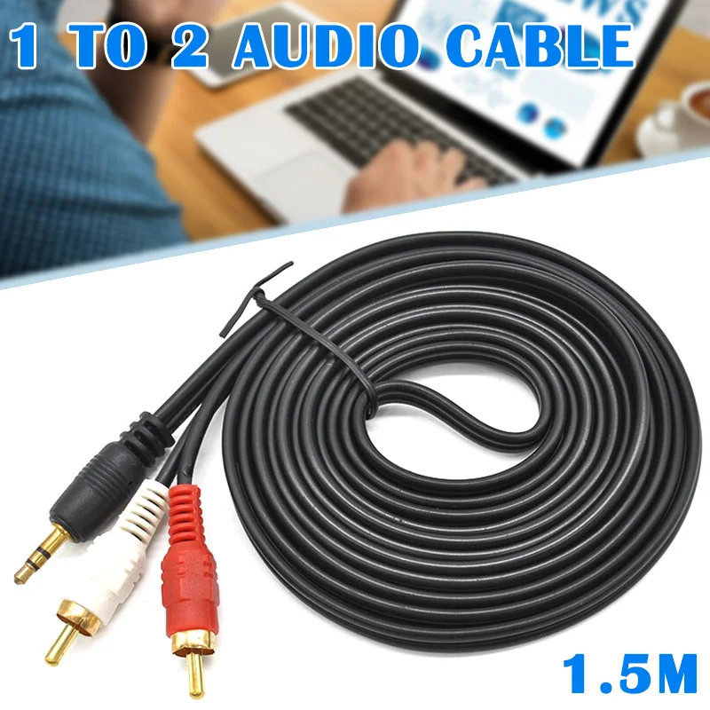 1.5 м 3,5 мм штекер в AV 2 RCA Мужской стерео музыкальный аудио кабель шнур AUX для Mp3 Pod Телефон ТВ звуковые колонки 1,5 м/3 м/5 м/10 м GV99 - Длина: 1.5 м
