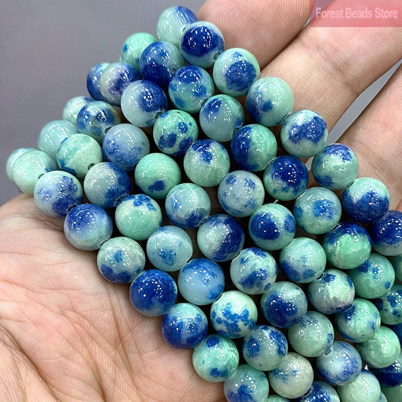 

Green Blue Persian Jades Round Loose Spacer Beads Natural Stone Beads DIY Jewelry Making for Earrings Bracelets 15'' 6/8/10/12mm