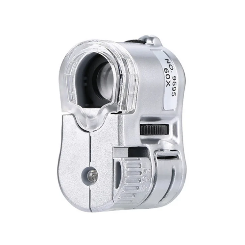 Портативный микроскоп увеличительное стекло 60 раз со светодиодной лампой