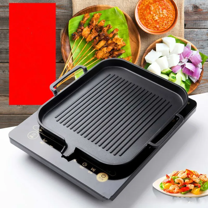 Чугунная реверсивная сковорода плита большая индукционная с ручками кухонная