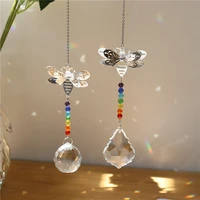 metal bee crystal sun decor pendant colorful beads hanging drop for outdoor indoor garden window wedding chandelier diy decor