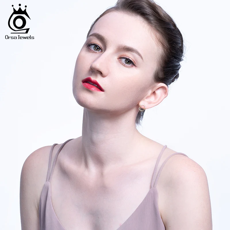 ORSA JEWELS кольцо AAA Циркон женский складной серьги гвоздики 925 серебро с последней O
