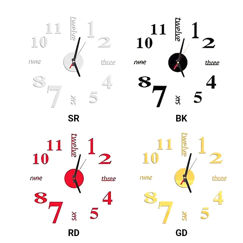 Большие настенные часы 40com 3D самодельные акриловые зеркальные наклейки для