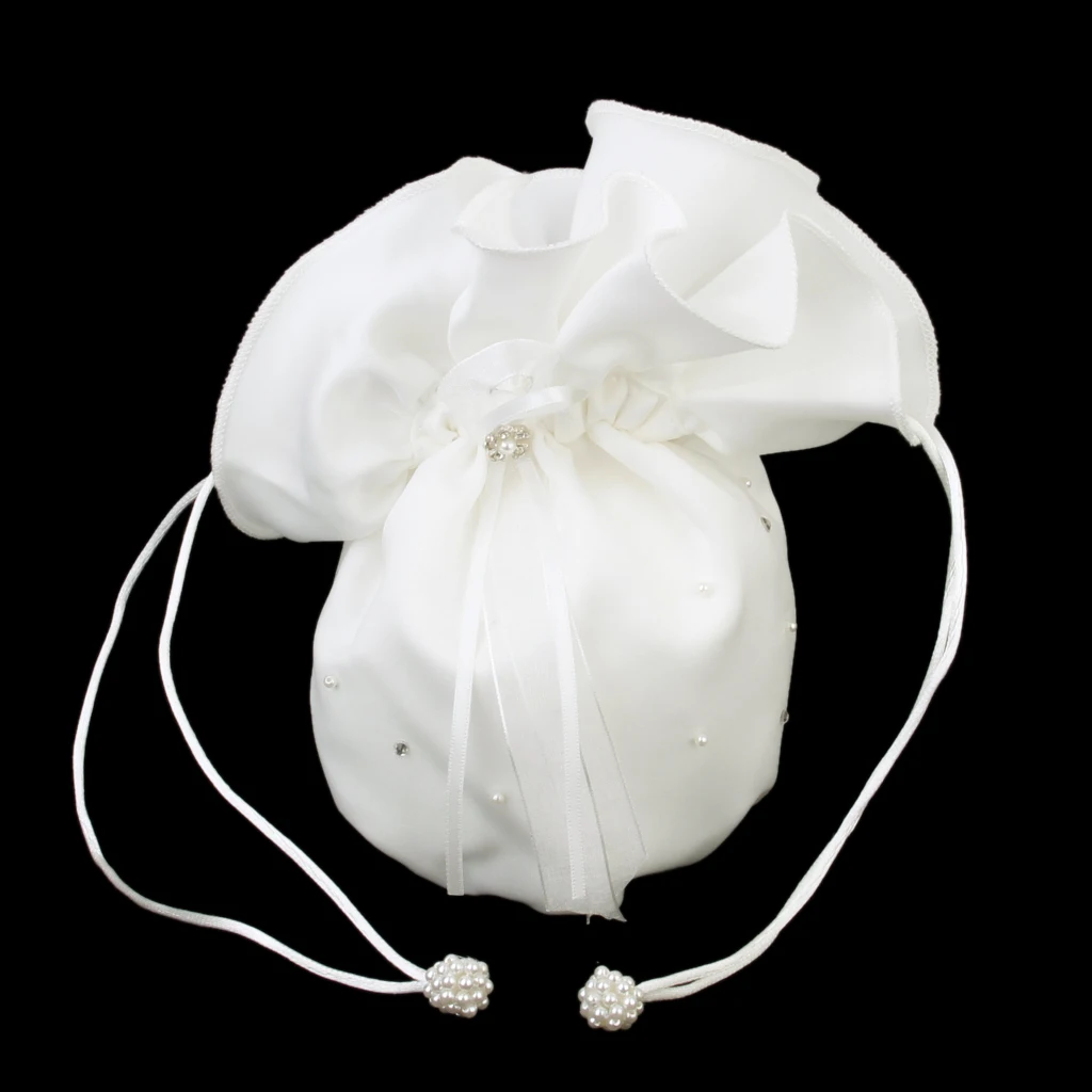 

1 Piece Satin Pearl Rhinestone Wedding Bridal Dolly Bag Handbag Ivory for wedding day essentials and a lovely gift