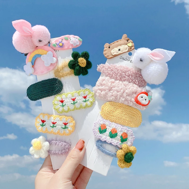 

1Set Autumn Winte Plush Hairpin Hairpin Clip Ins Hair Accessories Barrettes Women Girl Side Clip Hairpin Clip Net Red Headdress