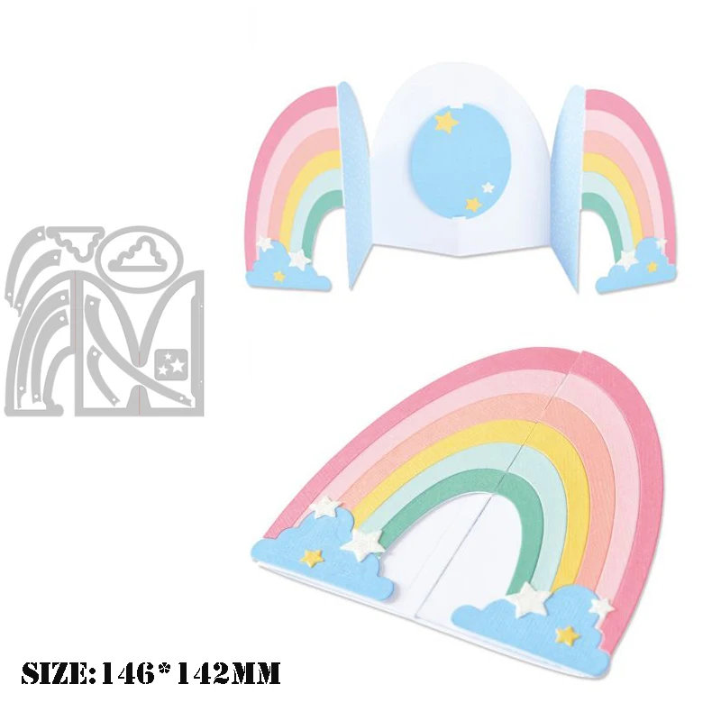 

New Arrival Metal Rainbow Cutting Dies for 2021 Scrapbooking Card Making Frame Background Stencils Paper Crafts