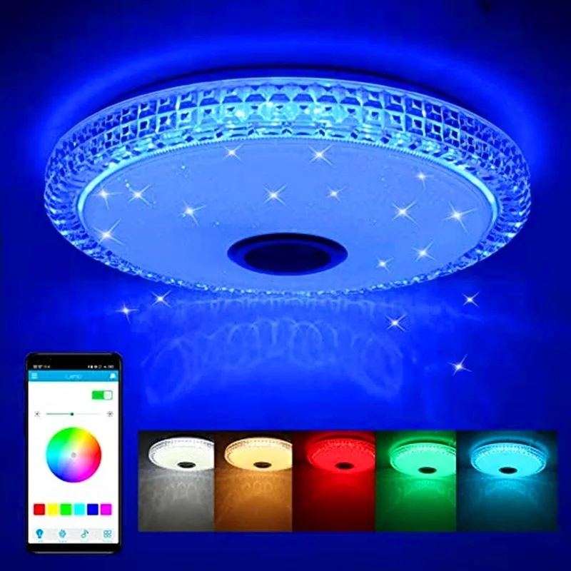 

Smart Crysta Ceiling Light Vertigo with Blue Speaker for Bedroom Living Room Family Party 110V 220V Modern Nordic Lamps Salon