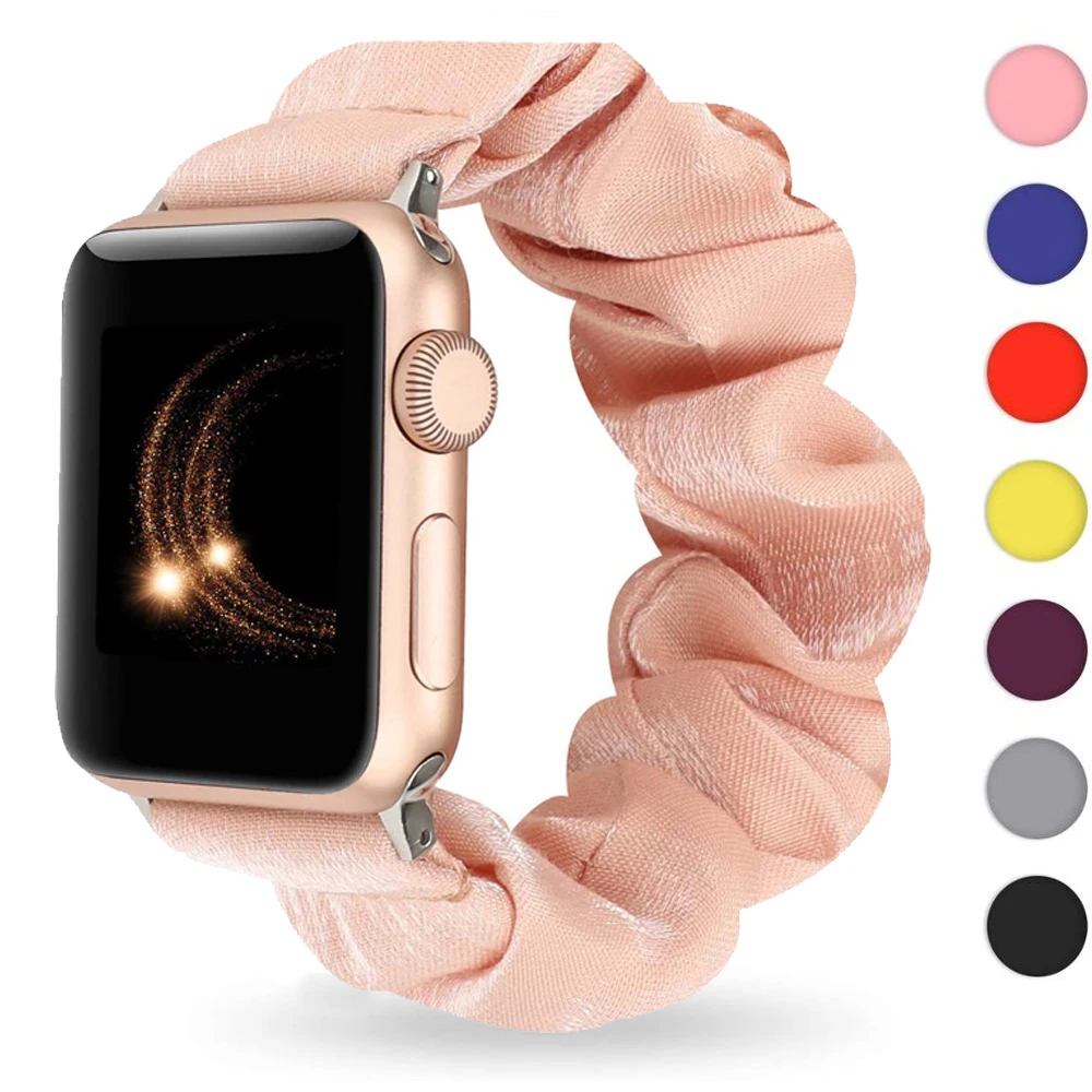 

Scrunchie Strap for Apple watch band 38mm 42mm 44mm 40mm 45mm 41mm Women stretch belt correa bracelet iwatch serie 7 6 se 3 4