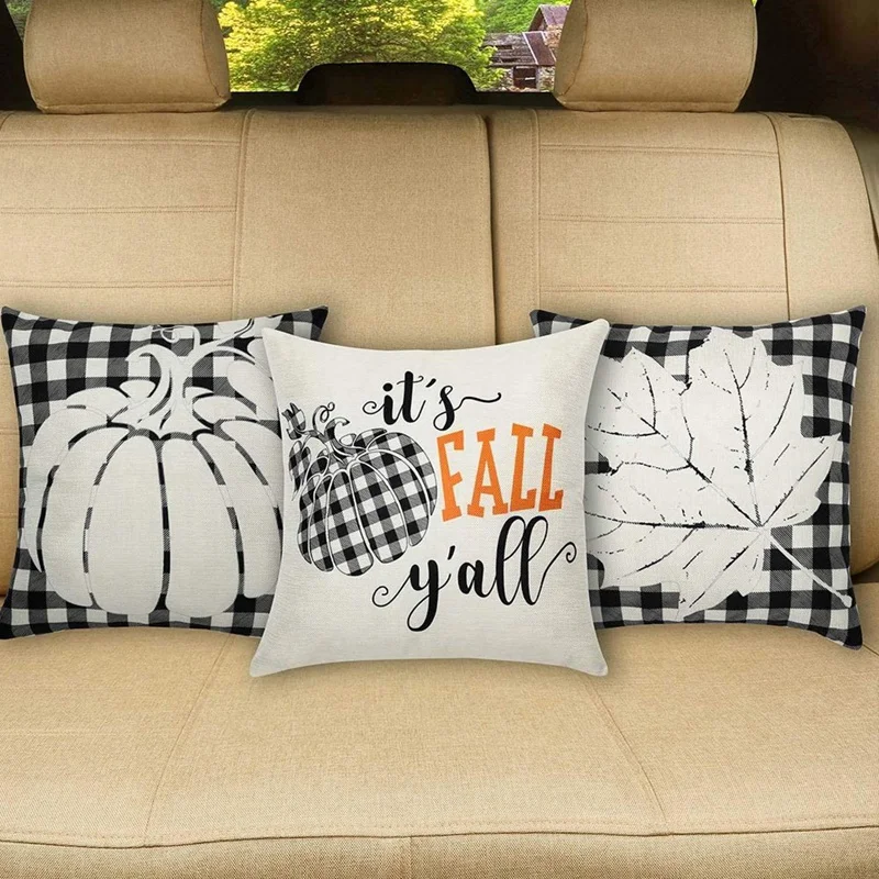 

Thanksgiving Throw Pillow Covers Fall Leaves Pumpkin Pillow Case Pillow Cushion Cover for Autumn Decoration