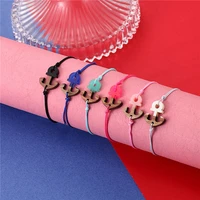 yizizai handmade nautical anchor braided rope couple bracelet splice wood resin bracelet for women men jewelry gift dropshipping