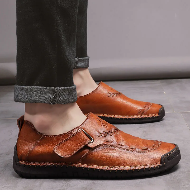

Casual Shoes Men Comfortable Casual Leather Shoes Men Loafers Shoes Split Leather Men Shoes Flats Plus Size 38~48