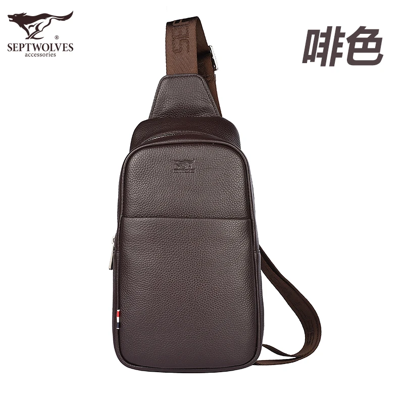 Chest Bag First Layer Cowhide Men's Korean Casual Shoulder Bag Soft Genuine Leather Crossbody Bag Youth Backpack Cross-Body Bag