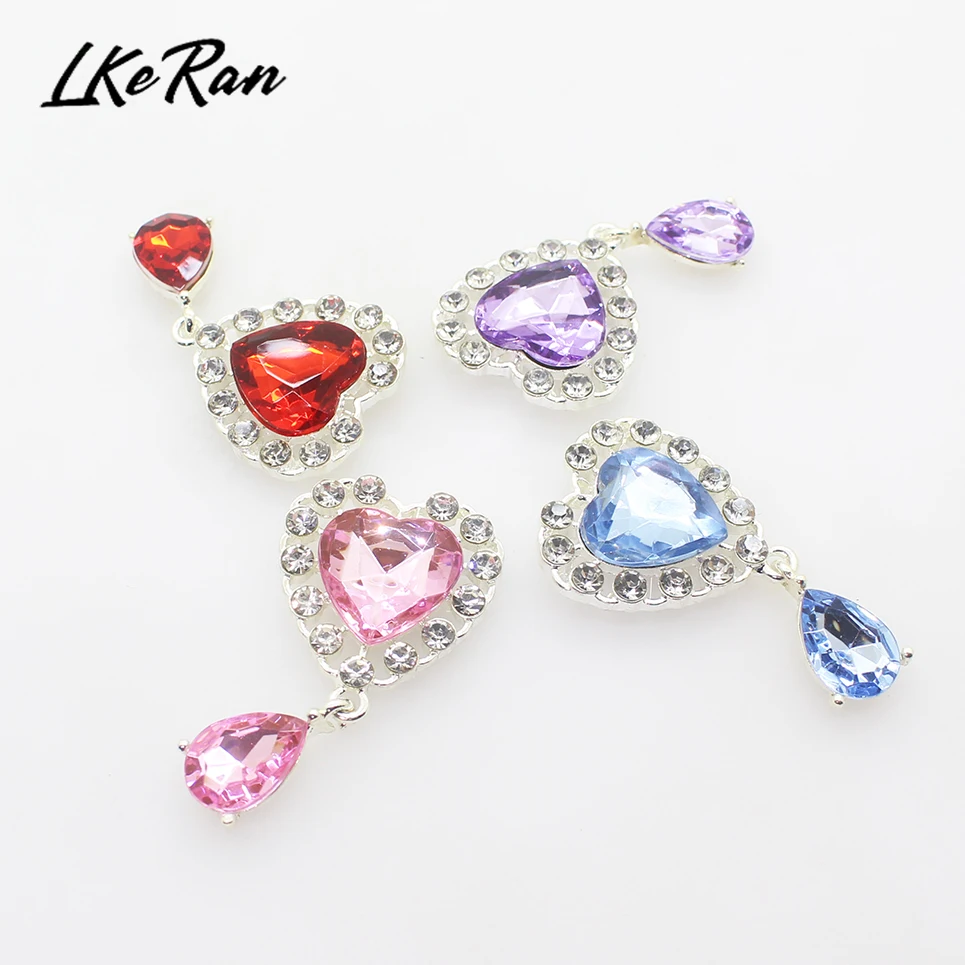 Новинка 5 шт. 25 мм * 45 акриловые стразы в форме сердца подвески пуговицы для
