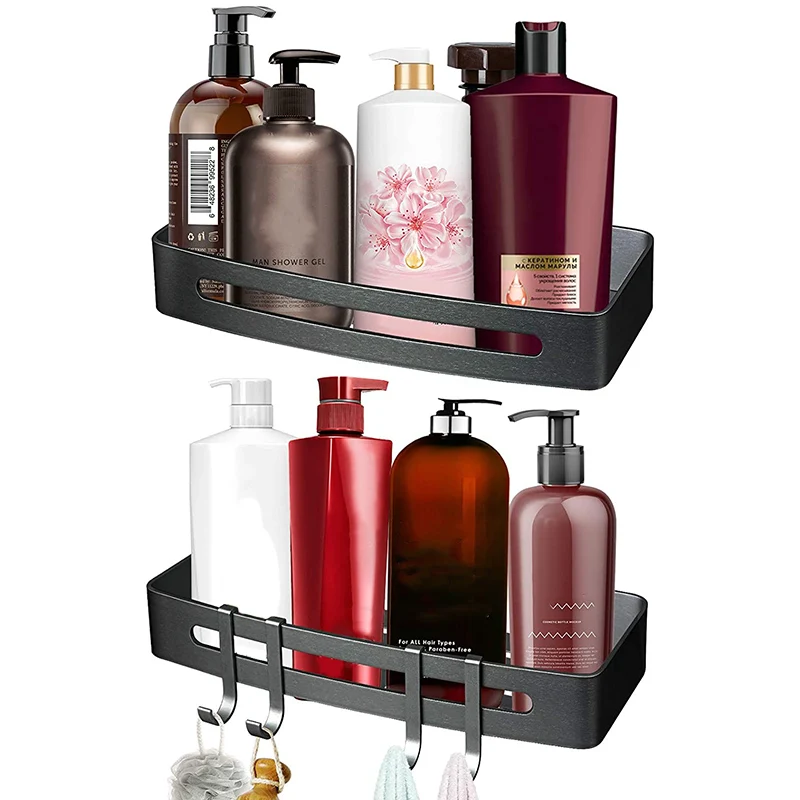 

Shower Caddy Basket Shelf, Wall Mountedwith 4Hooks,Storage Rack 2Pack