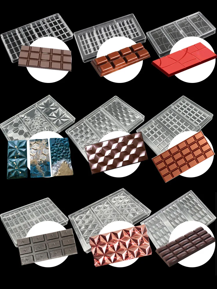 26 Style Polycarbonate Chocolate Bar Molds Baking Cake Belgian Sweets Candy Bar Mould Confectionery Tools for Chocolate Bakeware