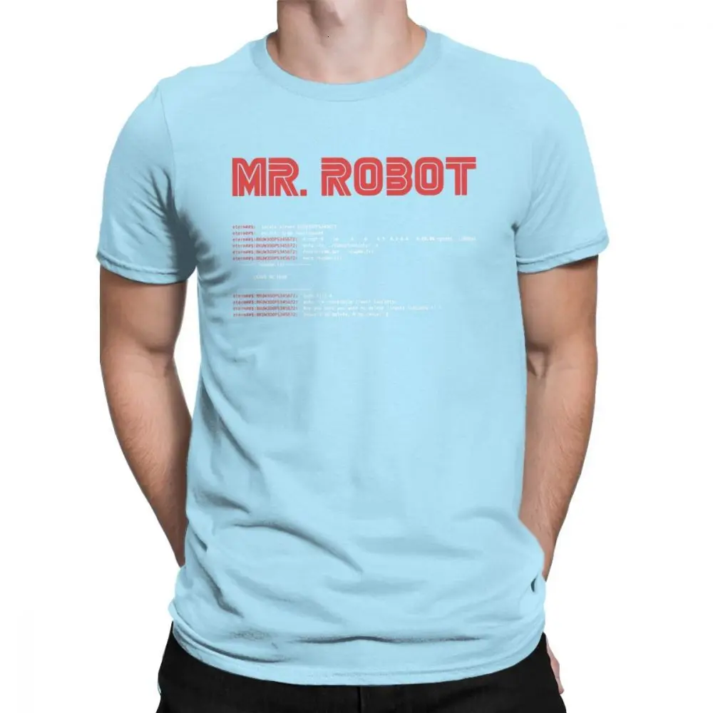 Sky Blue One yona Cool Mr Robot футболка программист футболки разработчик футболки с кодом для мужчин вырез лодочкой хлопок короткий рукав - Цвет: Sky Blue