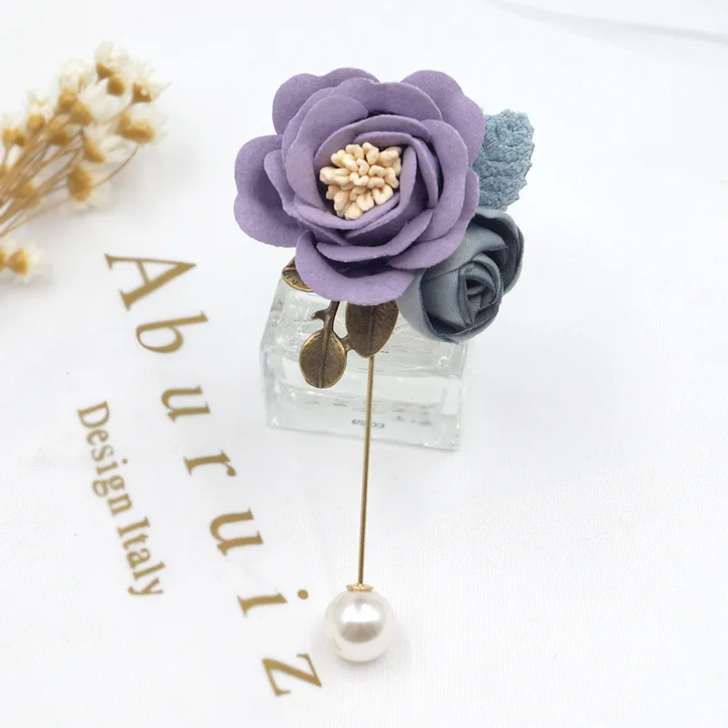 Taro color I-Remiel корейская мода новая ткань цветок брошь булавка для шали булавки для женщин Ткань Искусство нагрудный корсаж значок рубашка воротник аксессуары - Окраска металла: Taro color